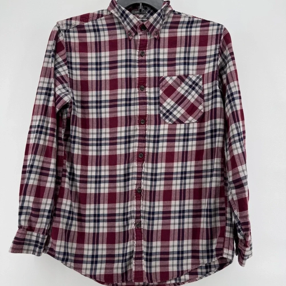 Eddie Bauer Men Lot of 2 Plaid Flannel Preppy Button Down Shirt Long Sleeve Sz M